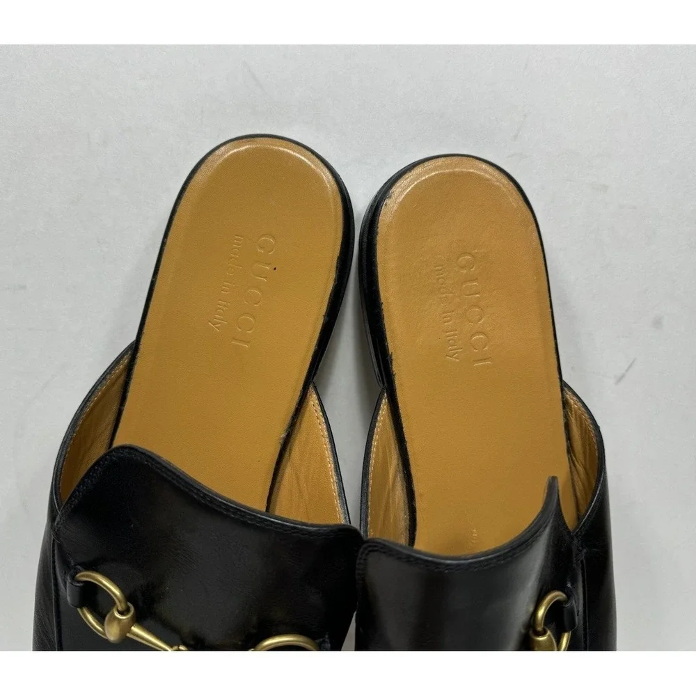 Gucci Black Leather Princetown Mule Slides 426219 Men's Size 10.5 US Slip On
